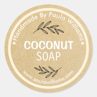 Handmade Soap Making With Leaves On Craft Sticker