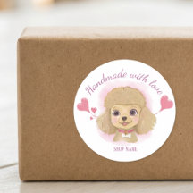 Handmade with Love Dog Sticker – Pastel Label