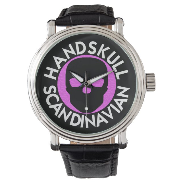 HANDSKULL LIV Hot Pink montre homme cuir P3 (devant)