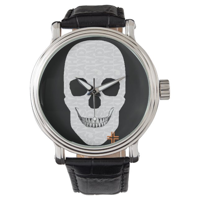 HANDSKULL Montre à manches en cuir moyen B2 (devant)