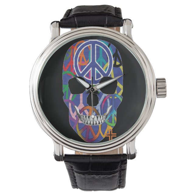 HANDSKULL Montre de la Paix homme cuir B2 (devant)