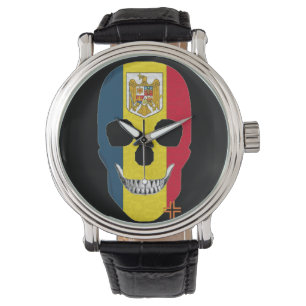 HANDSKULL Roumanie montre mens cuir B2