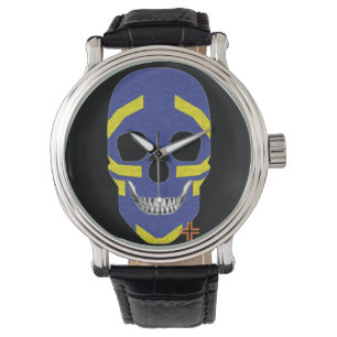 HANDSKULL Viking montre mens cuir B2