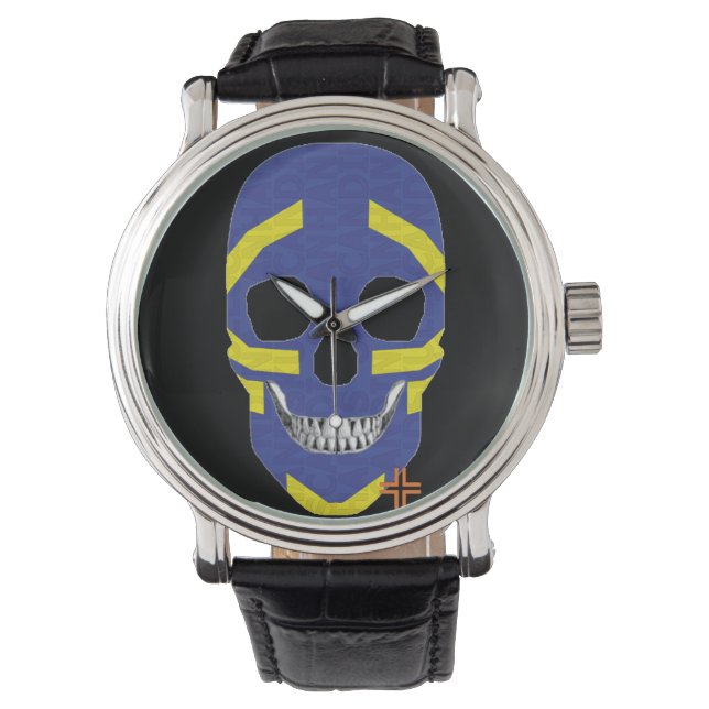 HANDSKULL Viking montre mens cuir B2 (devant)