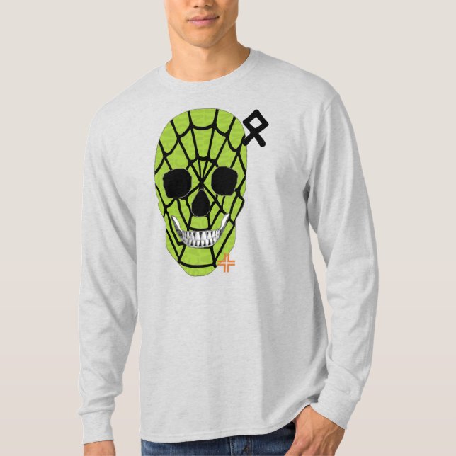 HANDSKULL Web Green Long Manches T-shirt B2 (Devant)