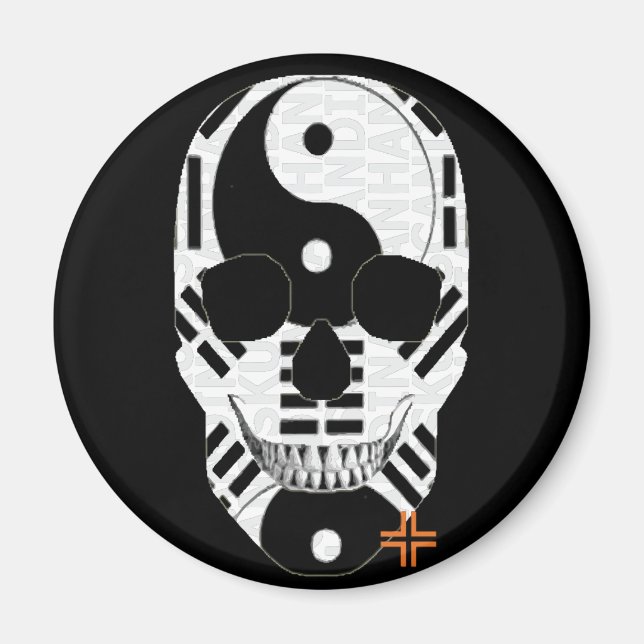 HANDSKULL Yin Yang aimant rond B2 (Devant)