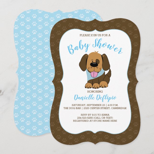 Handsome Chien Chien Chien Baby shower Invitation  (Devant / Derrière)