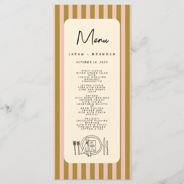 Handwriting Typography Retro Wedding Menu (Devant)