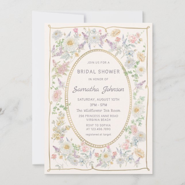 Handwritten Floral Bridal Shower Invitation (Devant)