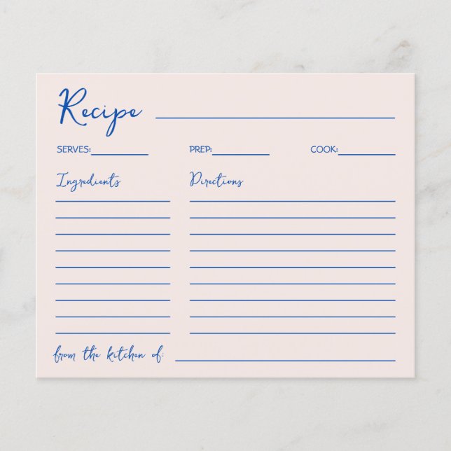 Handwritten Font Blue Elegant Recipe For The Bride (Devant)