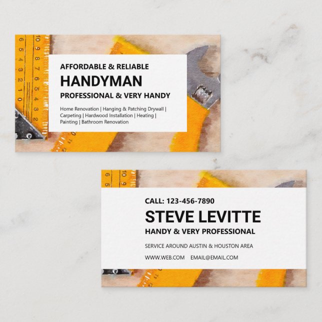 Handyman Carte de visite - Outils de travail / Dir (Devant / Derrière)