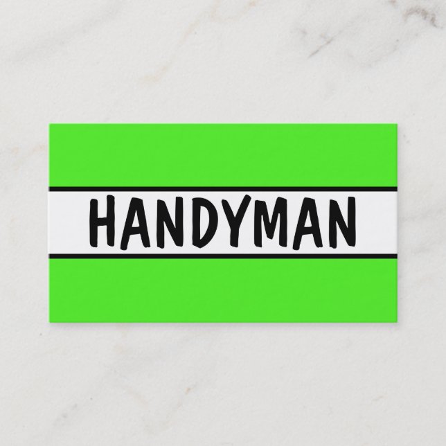 Handyman Neon Green Carte de visite (Devant)