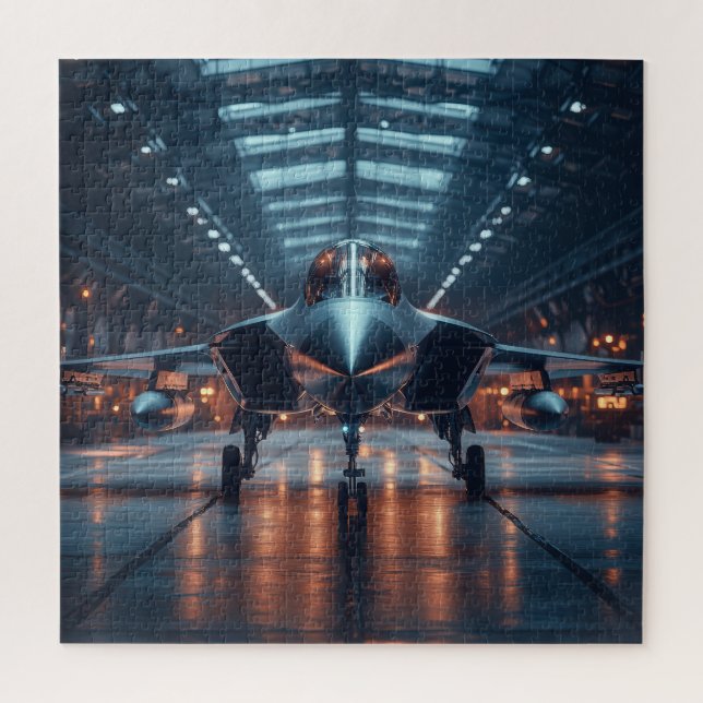 Hangar Jet à Dusk - Puzzle de l'aviation (Vertical)
