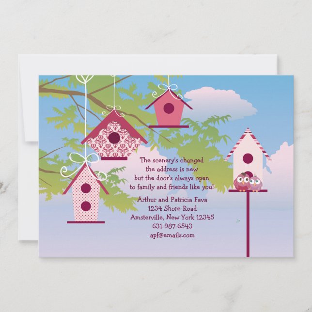 Hanging Bird Houses Moving Faire-part (Devant)