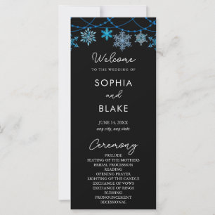 Hanging Blue Snowflakes Programme de mariage noir