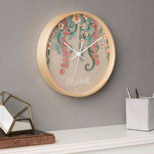 "Hanging Floral" Inspiritisme personnalisé Horloge