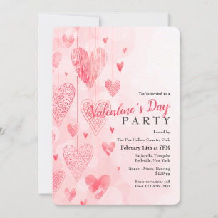Hanging Hearts Valentine's Day Invitation