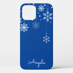 Hanging Snowflakes Blue Nom unique iPhone 12 Coque