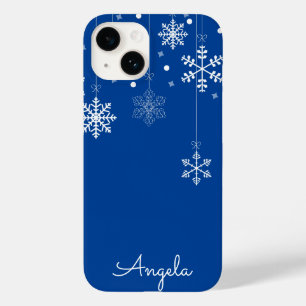 Hanging Snowflakes Blue Nom unique iPhone 14 Coque