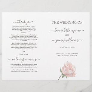 Hannah Elegant Programme de Cérémonie du Mariage p