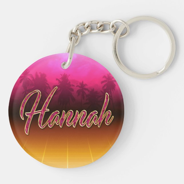 Hannah Prénom Golden rose Porte-clés (Dos)