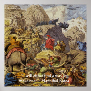 Hannibal Barca dans les Alpes avec affiche de cita