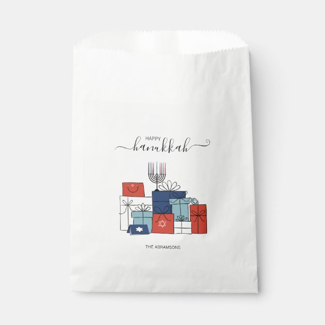 Hanoukka Cadeaux & Menorah Sacs de vacances Faveur (Devant)