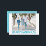 Hanoukka Carte photo heureux et bleu neigeux<br><div class="desc">Pop dans votre propre photo et ajouter vos noms et presto - vous avez fini. Si facile ! En peu de temps,  vous aurez votre propre carte personnalisée pour envoyer vos amis et votre famille!</div>