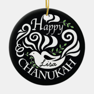 Hanoukka Chanukah Blackboard Dove Cercle Ornement