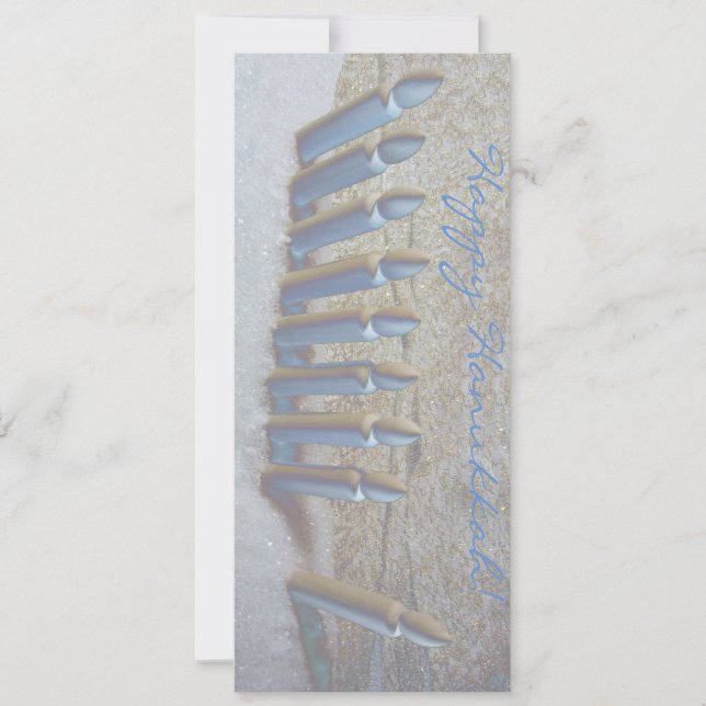 Hanoukka dans la neige! carte plate sur papier mét (Devant)