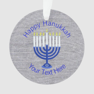 Hanoukka Dark Blue Menorah Chrismukkah Bling