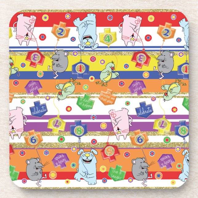 Hanoukka Dessous de verre Souris et la fête des am (Devant)