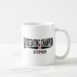 Hanoukka Latke Champion mangeur de café Mug<br><div class="desc">Chanukah Mug, "Champion de la Manger Du Latke" Hanoukka. Personnalisez en supprimant du texte et en ajoutant votre propre message. Utilisez votre style de police, votre couleur et votre taille préférés. Merci de vous être arrêté et de faire du shopping. Joyeux Chanoukah/Hanoukka ! Créez un cadeau simple en ajoutant quelques...</div>