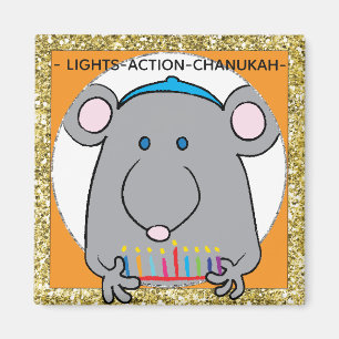 Hanoukka Magnet Carré Mouse Menorah