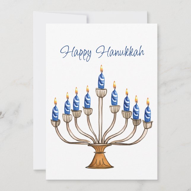 Hanoukka Menorah avec des bougies bleues, blanches (Devant)