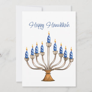 Hanoukka Menorah avec des bougies bleues, blanches