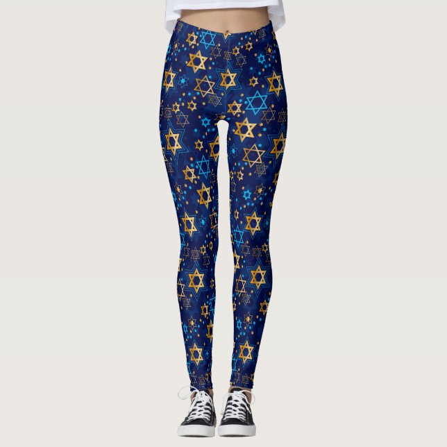 Hanoukka Menorah Blue Star de David Leggings (Devant)