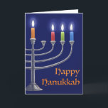 "Hanoukka Menorah." Carte de voeux<br><div class="desc">"Hanoukka Menorah." est une peinture numérique réalisée sur Photoshop d'une Hanoukka Menorah avec des bougies allumées pour la troisième nuit. J'espère que vous en apprécierez. Merci,  Corbie Eva Crouse</div>