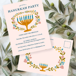 HANOUKKA PARTY Invitation couronne florale CUSTOM