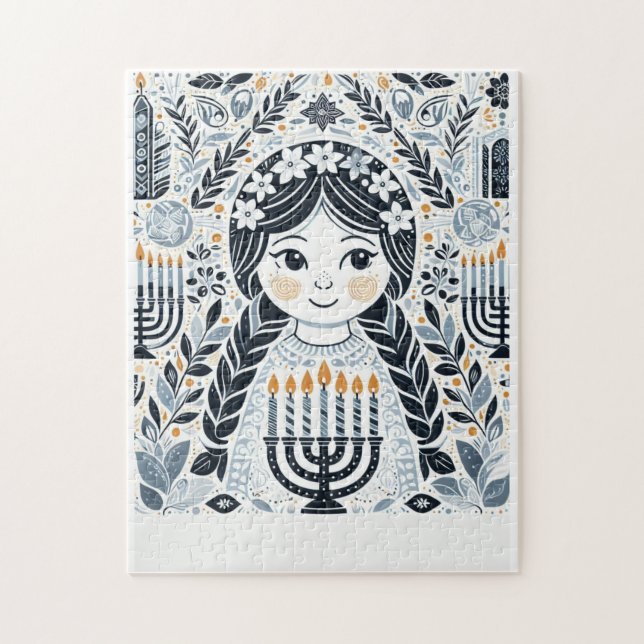 Hanoukka Sameach Glow Puzzle : Piece Together Fest (Vertical)