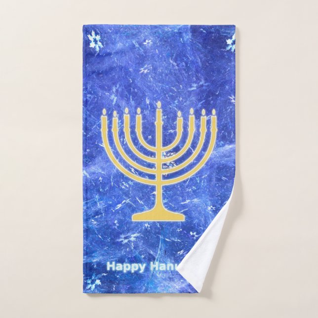 Hanoukka Snowstorm Menorah (Serviette à main)