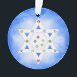 Hanoukka Star et Snowflakes Blue<br><div class="desc">Un joli design pour Hanoukka de l'Etoile de David avec de petits flocons de neige colorés sur un arrière - plan bleu et blanc glacé.</div>