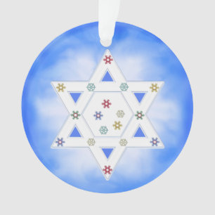 Hanoukka Star et Snowflakes Blue