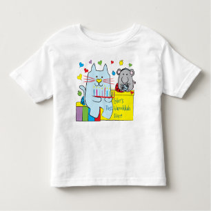Hanoukka Toddler Jersey T-Shirt Blue Cat and Mouse