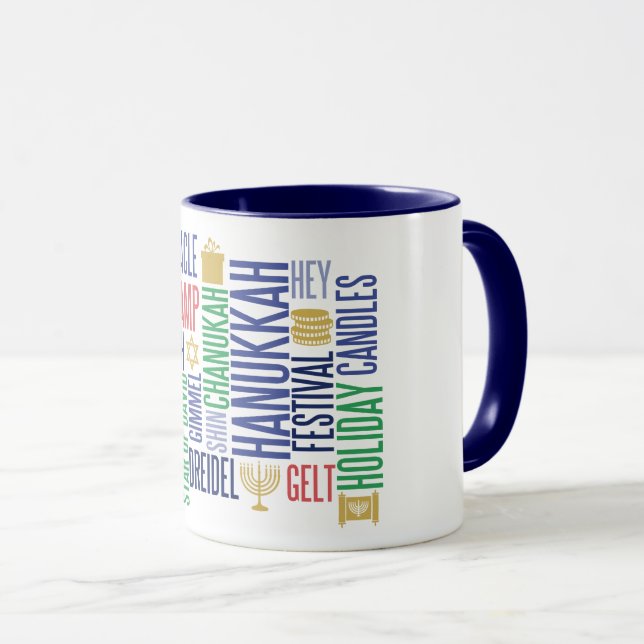 Hanoukka Words Holiday Coffee Mug (Devant droit)