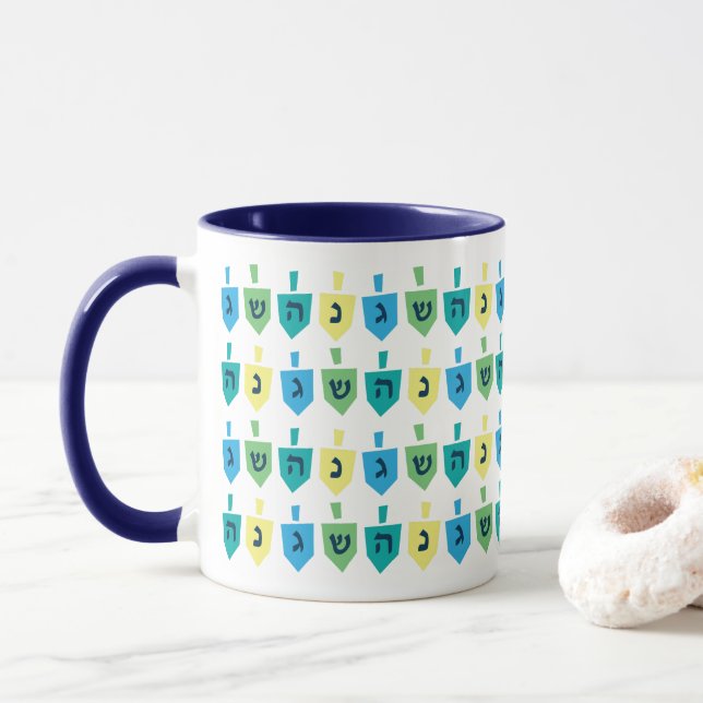Hanukkah Dreidel Party Mug (Avec donut)