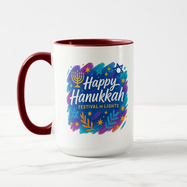 Hanukkah Festival des Lumières Art – Mug Combo (Gauche)