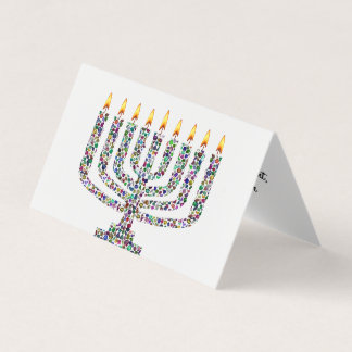 Hanukkiah fait avec Gemstones Folk Card