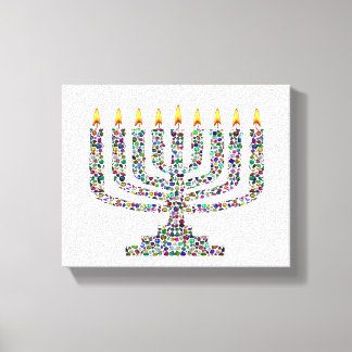 Hanukkiah faite avec des gemmes toile tendue impre