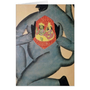 Hanuman indiquant Rama et Sita